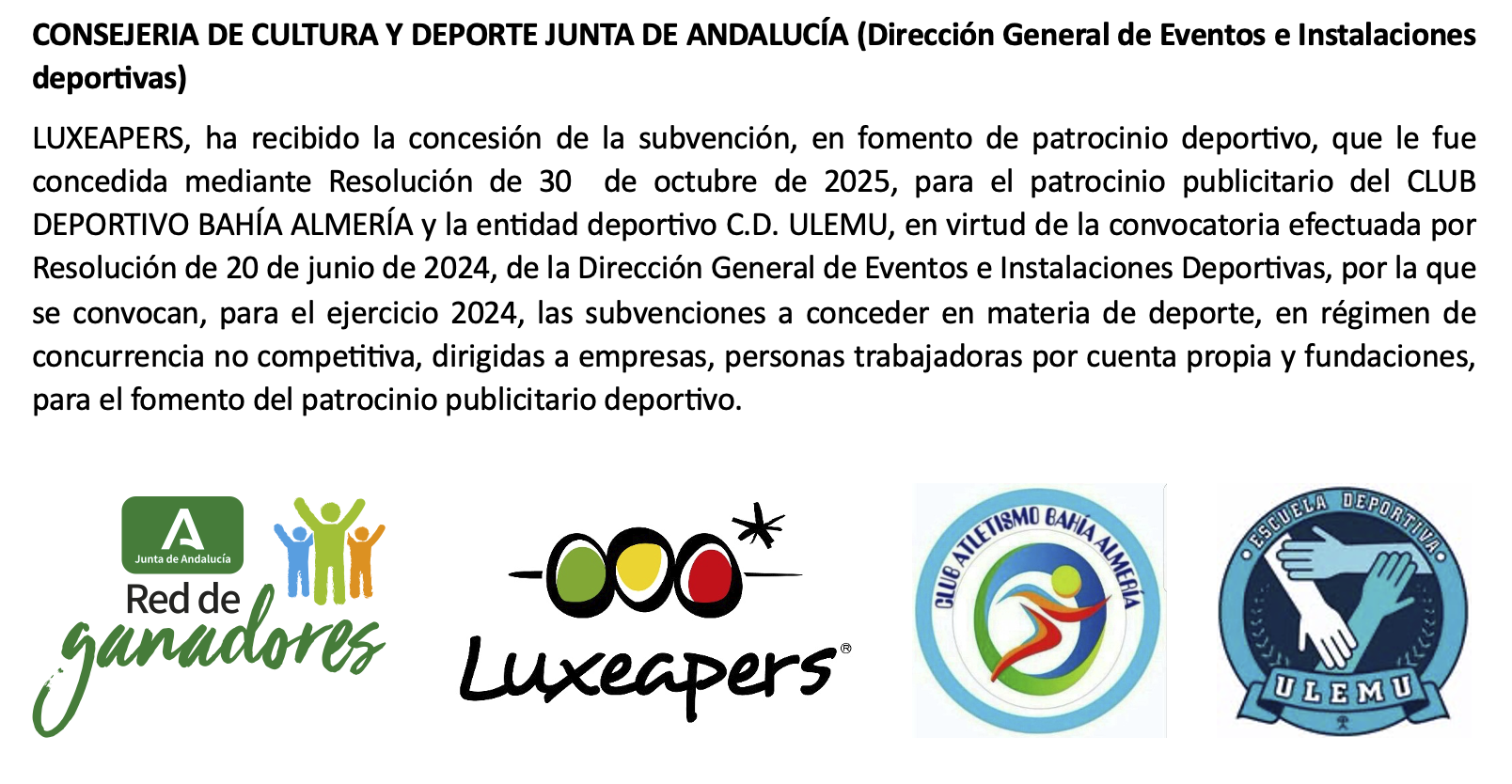 Ayudas Colaboración Clubs Deportivos