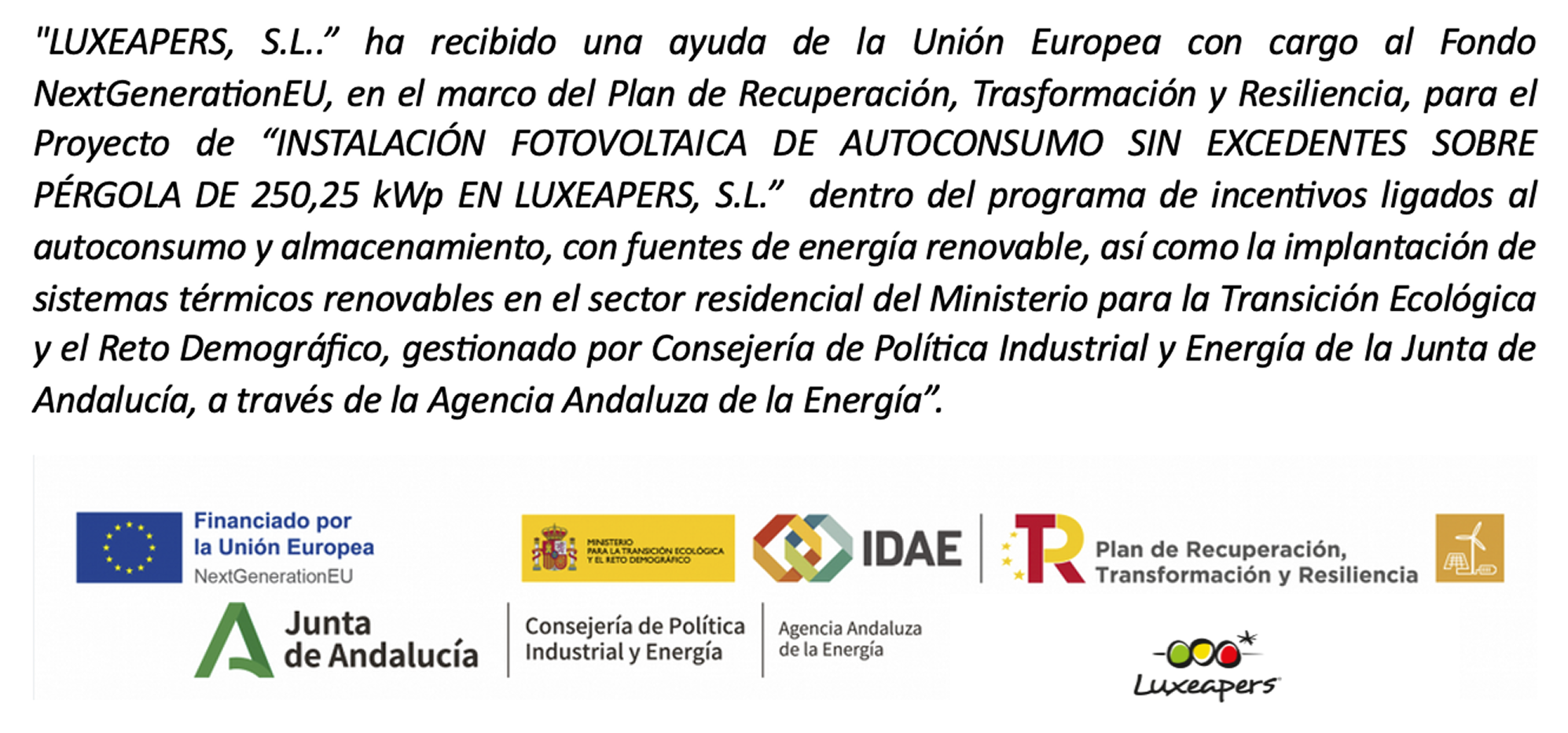 Ayudas Instalación Fotovoltaica