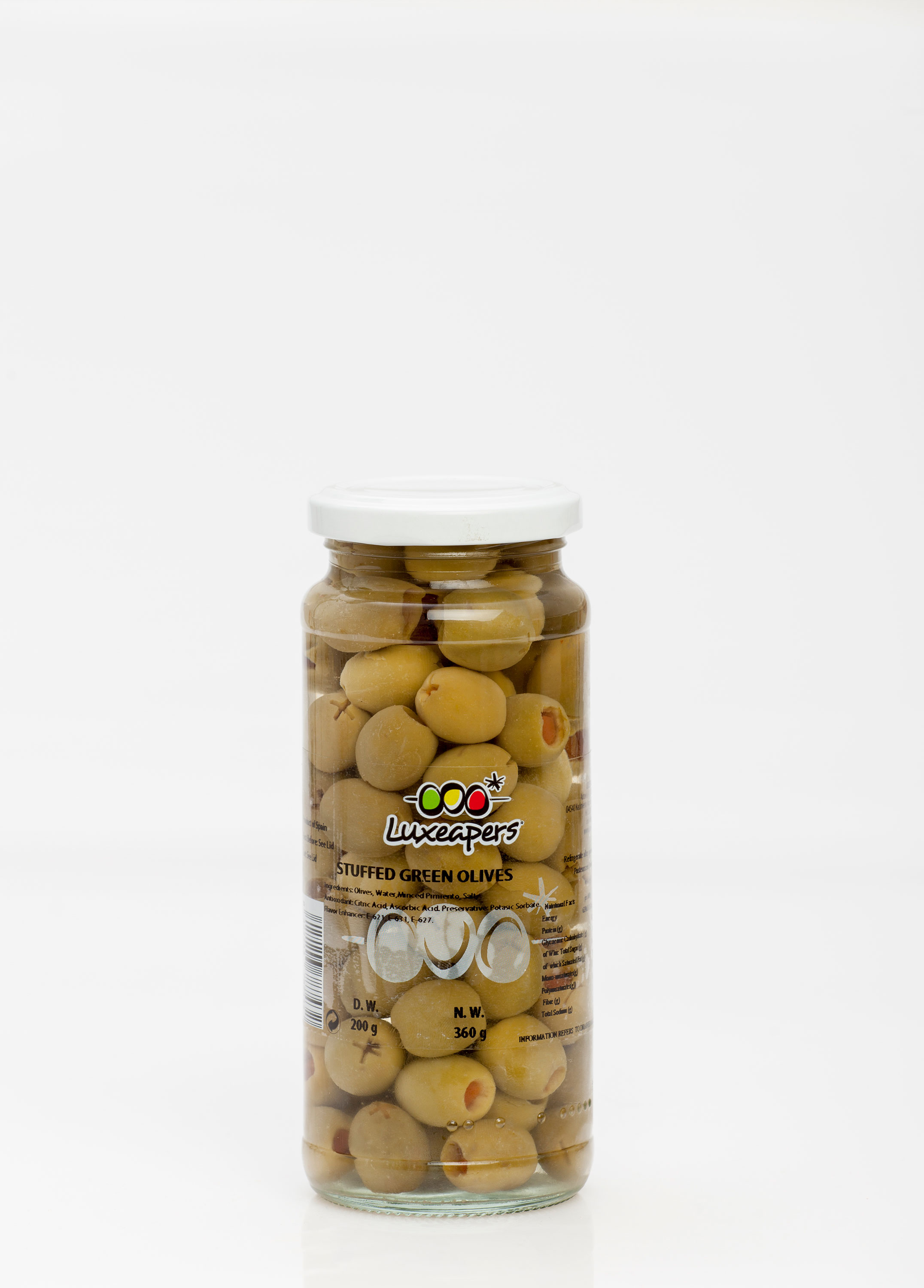 Aceitunas verdes rellenas de pasta de pimiento